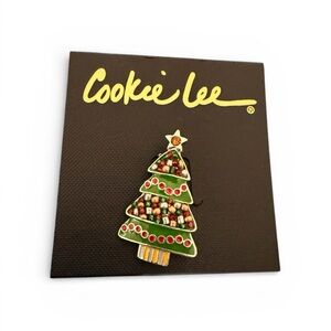 NWT Cookie Lee Holiday Tree Brooch - Enamel & Seed Beads